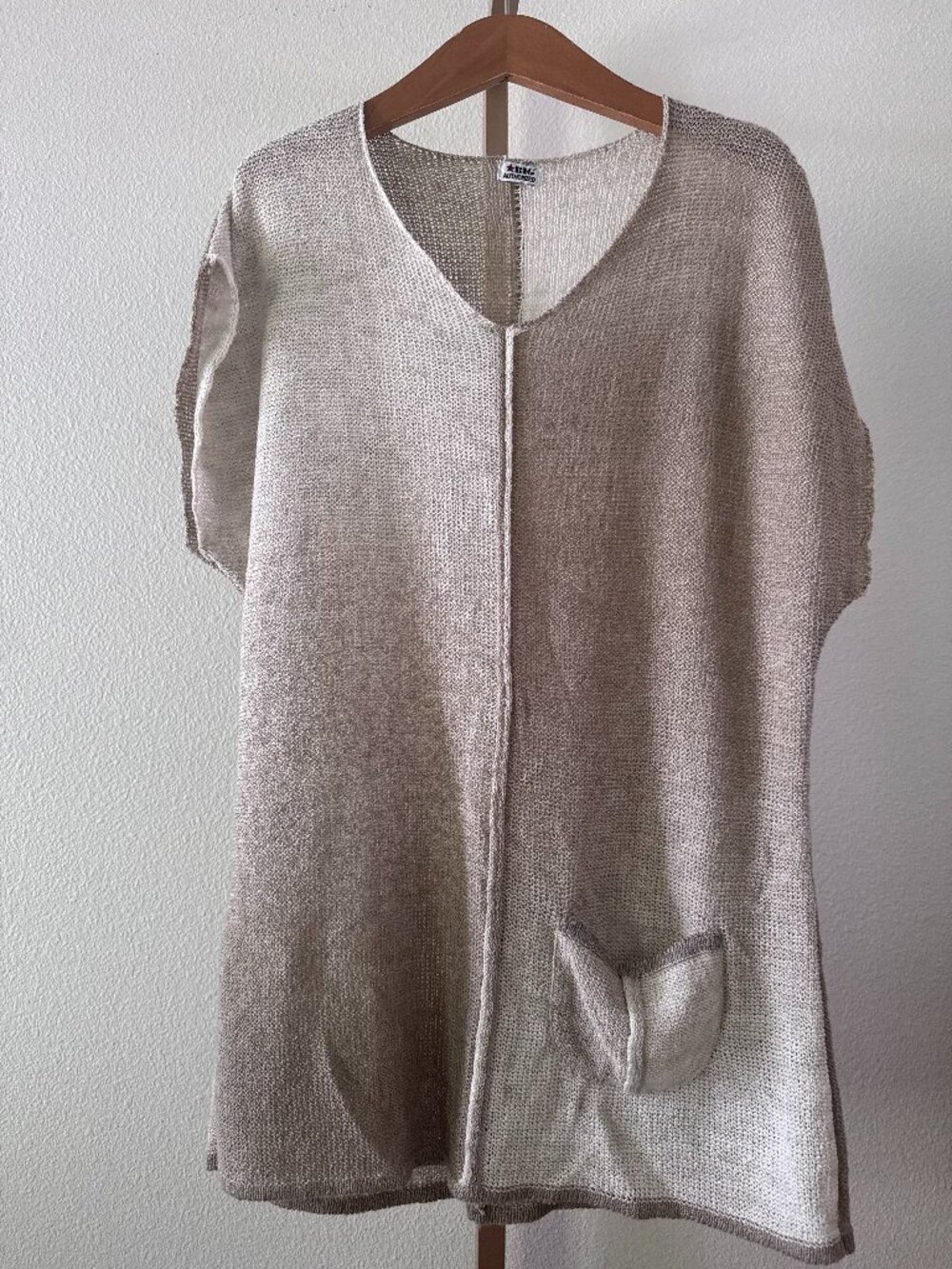 Lagenlook Ombre Tunic Top Oversized Coastal Grandma Boho Knit Pocket Top